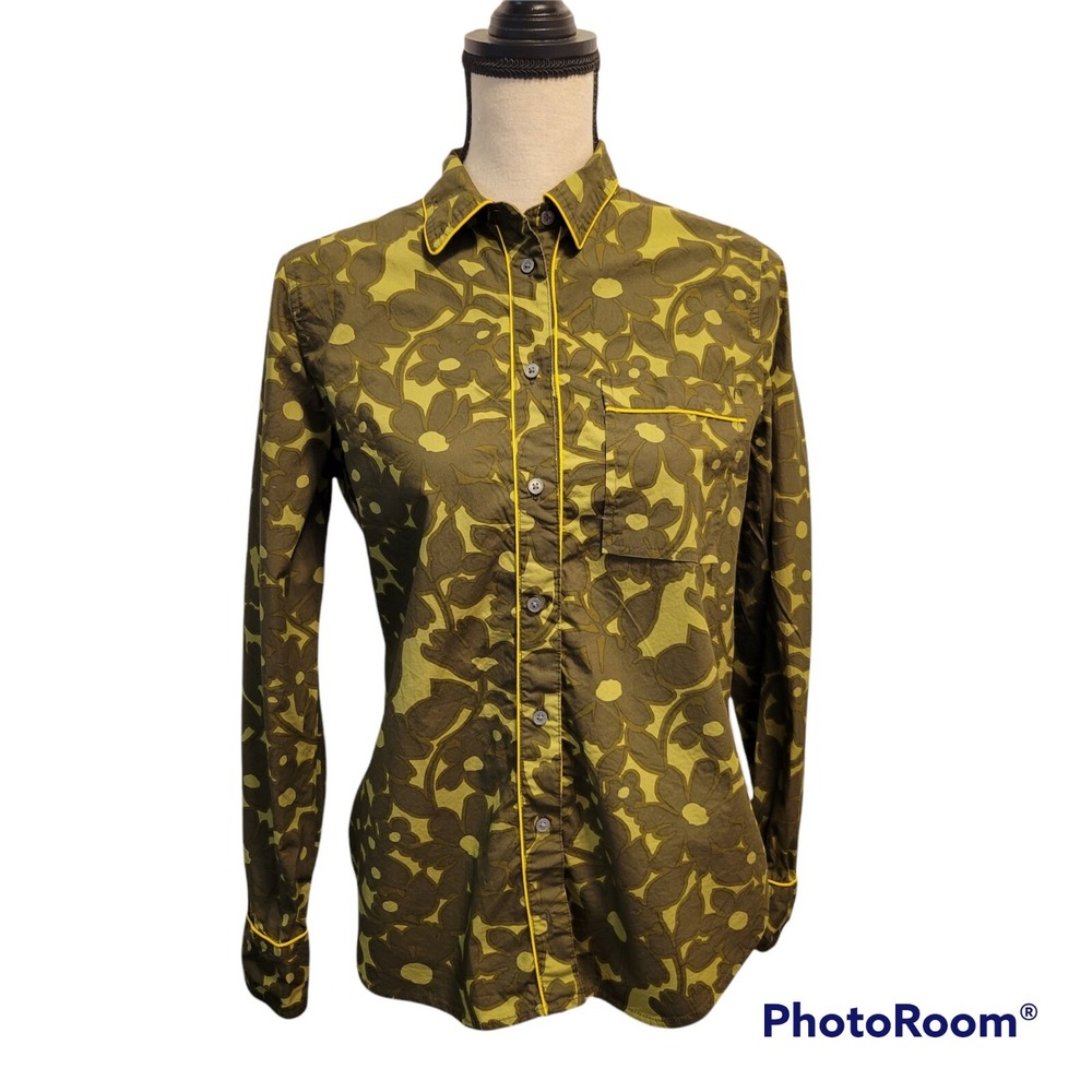 J.Crew‎ Womens XS Floral Camo Button Down Shirt Green Botanical Utility